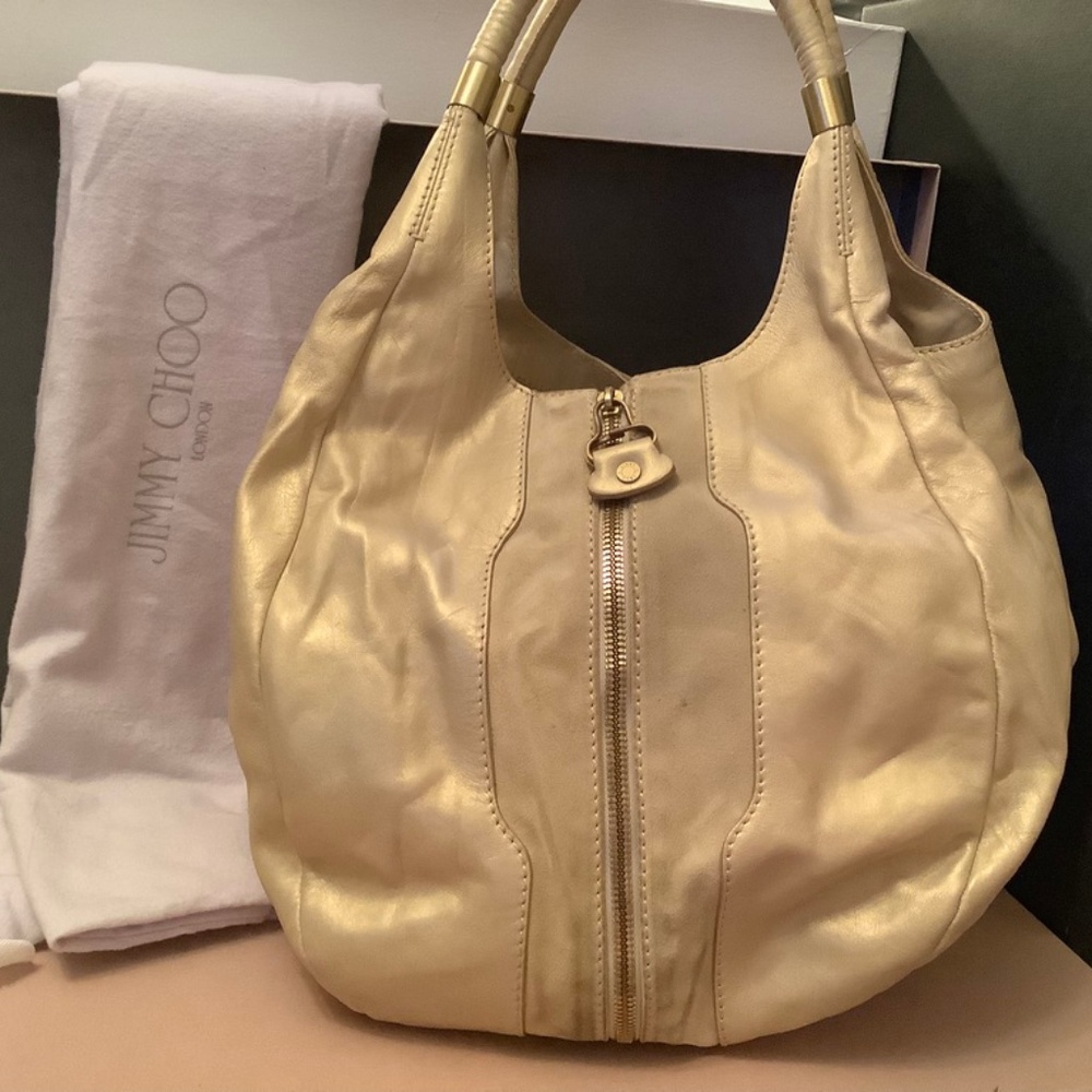 Jimmy Choo Metallic Mandah Expandable Bag